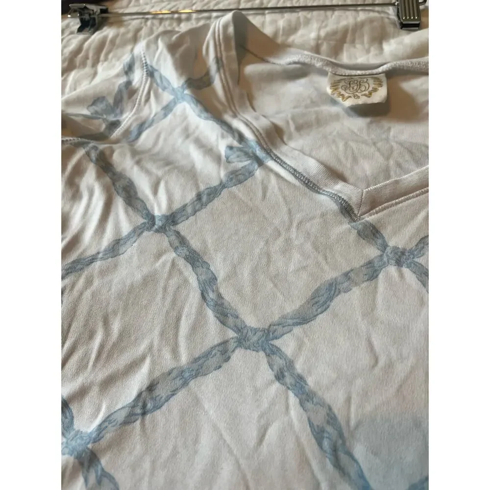 The Beaufort Bonnet‎ Company Women’s Sleep Top TBBC White/Blue Ribbon Bow XS - Picture 8 of 9